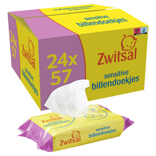 Zwitsal Sensitive billendoekjes - 24 x 57 stuks | Billendoekjes van Zwitsal