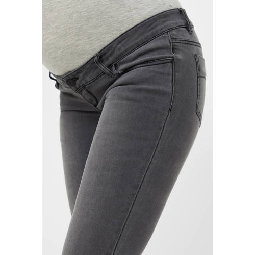 MAMALICIOUS low waist slim fit zwangerschapsjeans MLLOLA grijs Dames Denim - maat 34-34 afbeelding