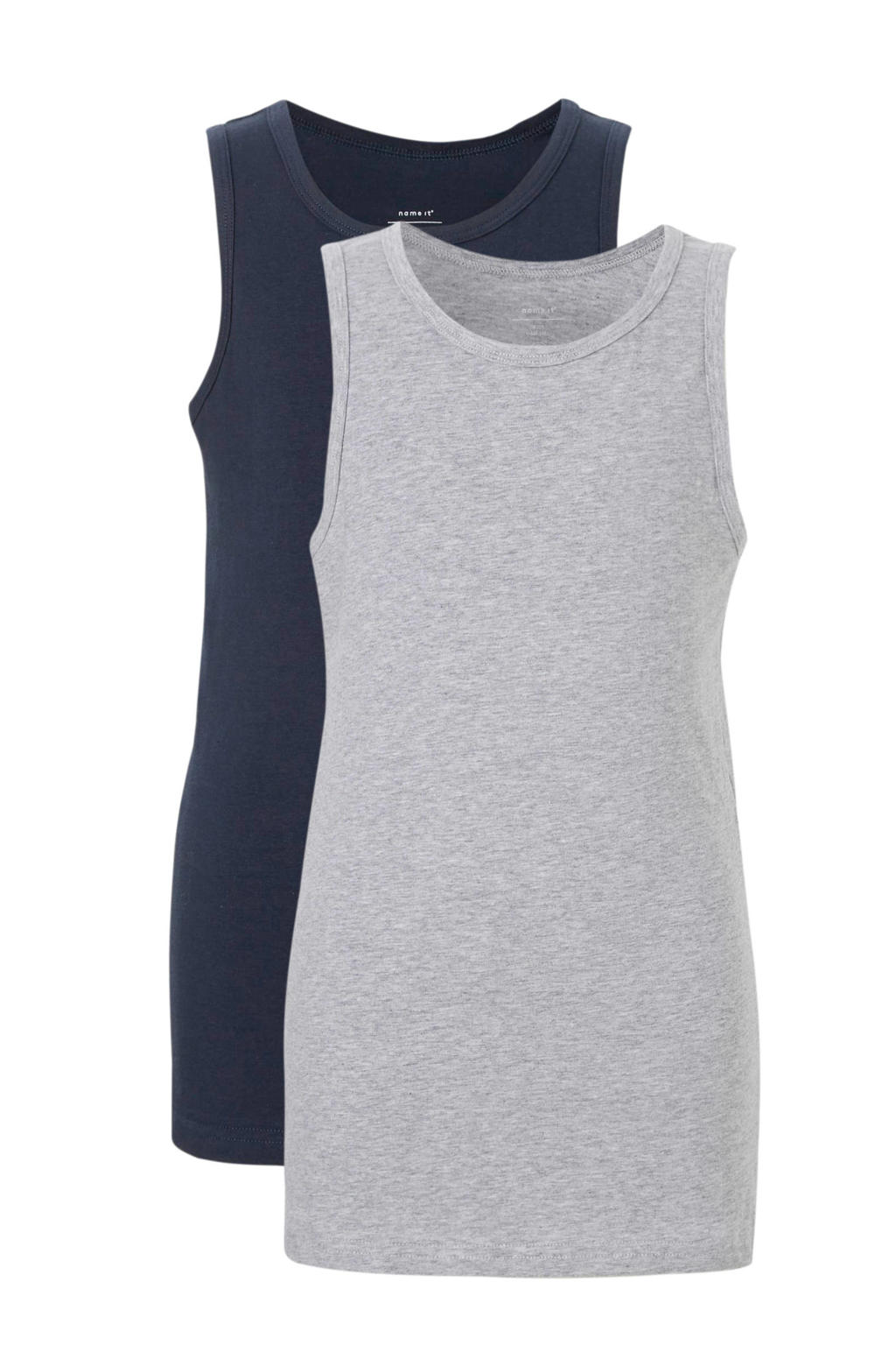 NAME IT hemd - set van 2 grijs melange/donkerblauw