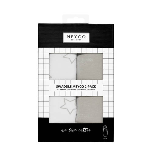 Meyco Stars inbakerdoek 0-3 mnd (set van 2) wit lichtgrijs Meerkleurig