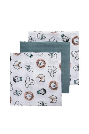 hydrofiele swaddles 120x120 cm (set van 3) animal/uni