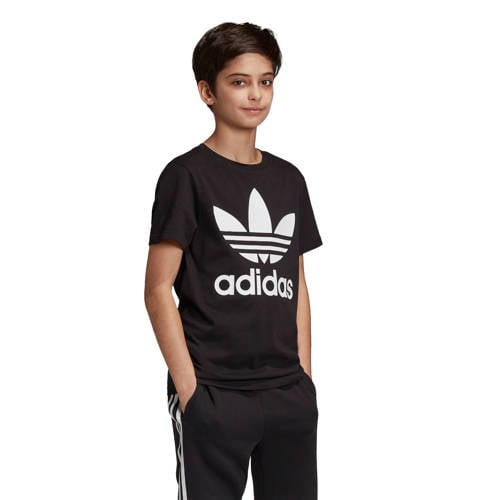 adidas Originals unisex Adicolor T-shirt zwart/wit Jongens/Meisjes Katoen Ronde hals