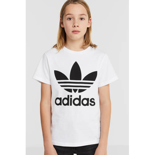 adidas Originals unisex Adicolor T-shirt wit/zwart Jongens/Meisjes Katoen Ronde hals