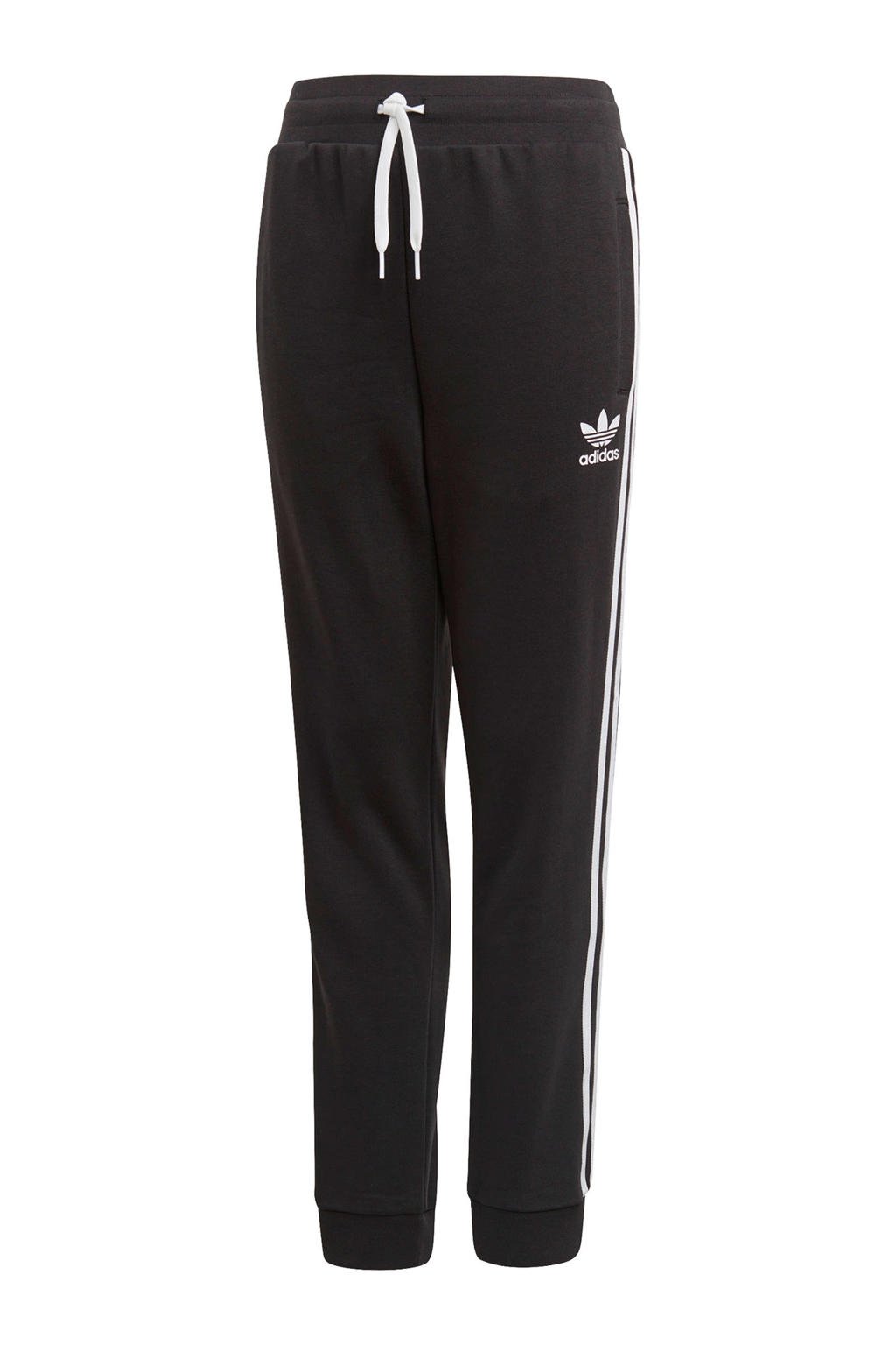 Zwart en witte jongens en meisjes adidas Originals joggingbroek van katoen met elastische tailleband met koord en logo dessin