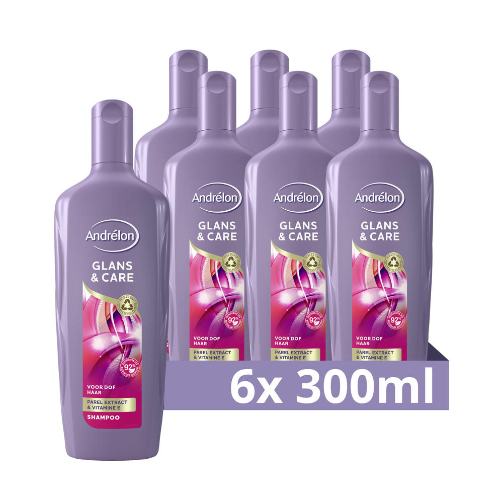 Andrélon Glans & Care Shampoo  - 6 x 300 ml - Voordeelverpakking