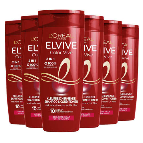 L'Oréal Paris Elvive Color Vive 2-in-1 shampoo & conditioner - 6 x 250 ml - voordeelverpakking