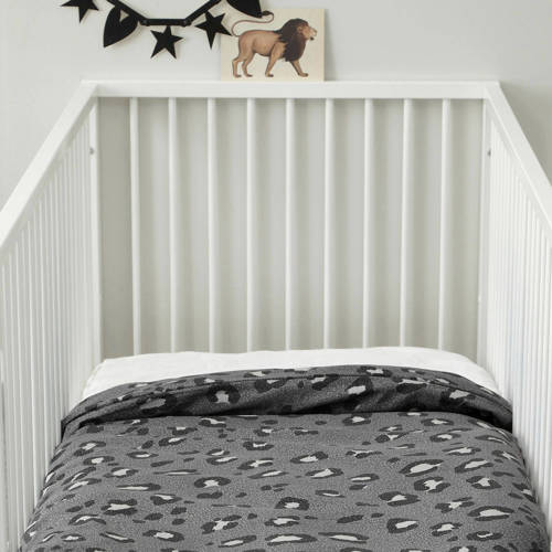 Wehkamp Home katoenen dekbedovertrek baby (100x135 cm) Grijs Panterprint