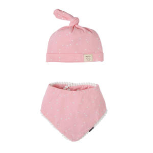geschenkset muts + bandana stip roze
