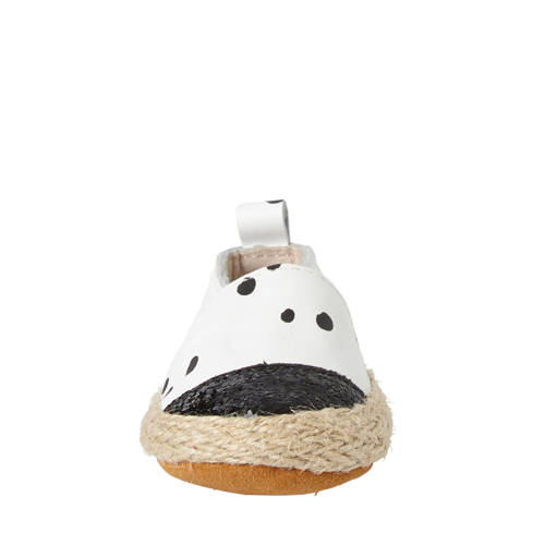Petit Filippe geschenkset met leren espadrilles + speenkoord wit zwart 17 18