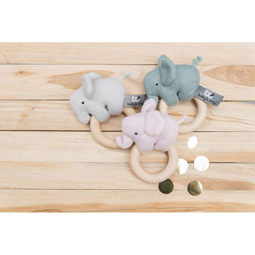 Baby's Only Houten rammelaar Olifant classic grijs