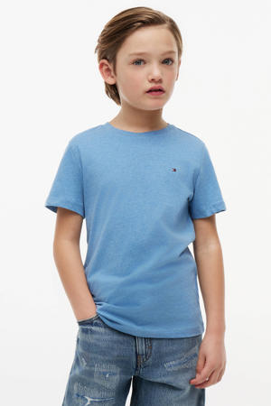 gemeleerd basic T-shirt lichtblauw melange