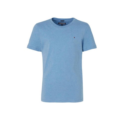 Tommy Hilfiger gemêleerd basic T-shirt lichtblauw melange Jongens Katoen Ronde hals