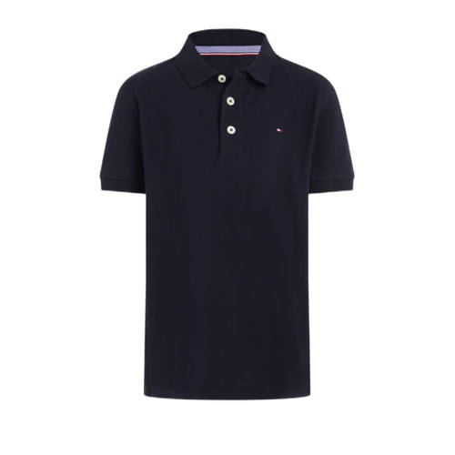 Tommy Hilfiger piqué polo donkerblauw Jongens Stretchkatoen Polokraag Effen - maat 176 afbeelding