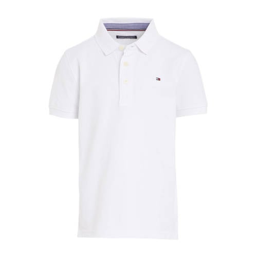 Tommy Hilfiger piqué polo wit Jongens Stretchkatoen Polokraag Effen - maat 176 afbeelding