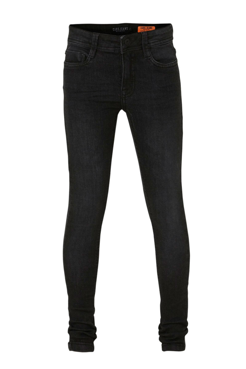Zwarte jongens Cars skinny jeans Davis Black used van stretchdenim met regular waist, rits- en knoopsluiting en effen
