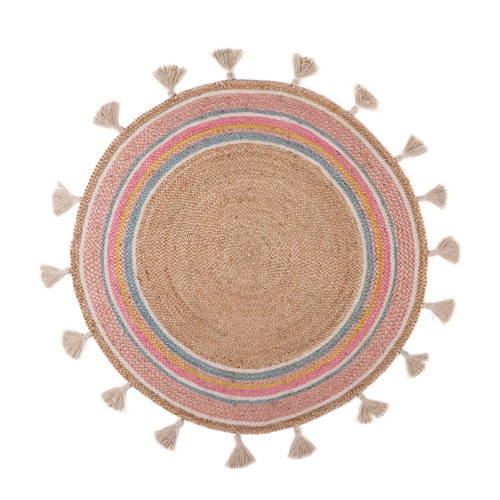 Kidsdepot jute vloerkleed Smile (Ø120 cm) Multi Meerkleurig afbeelding