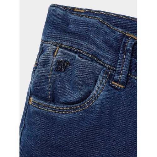 NAME IT KIDS skinny jeans NKFPOLLY dark blue denim Blauw Effen - 104