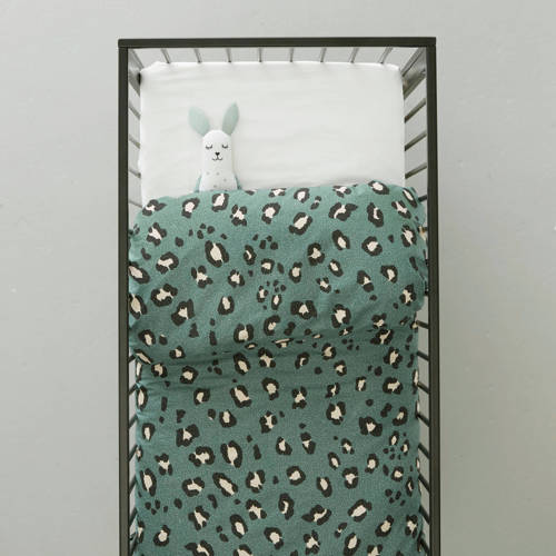 Wehkamp Home katoenen dekbedovertrek baby (100x135 cm) Groen Dierenprint