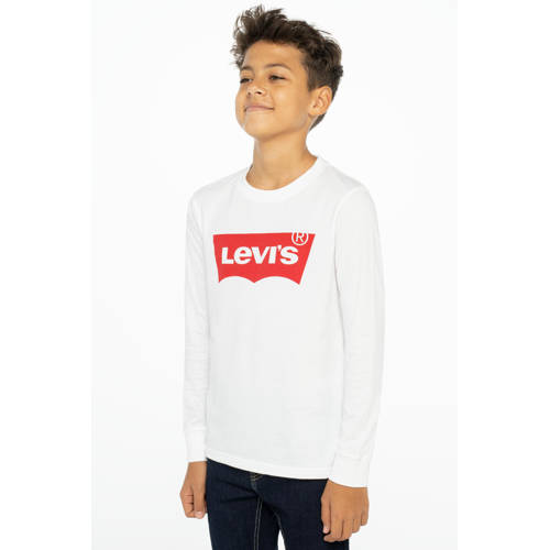 Levi's Kids longsleeve Batwing met logo wit Jongens Katoen Ronde hals Logo - maat 140 afbeelding