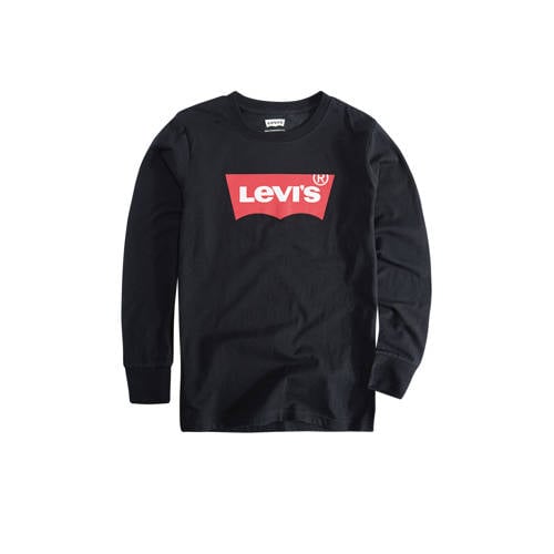 Levi's Kids longsleeve Batwing met logo zwart Jongens Katoen Ronde hals