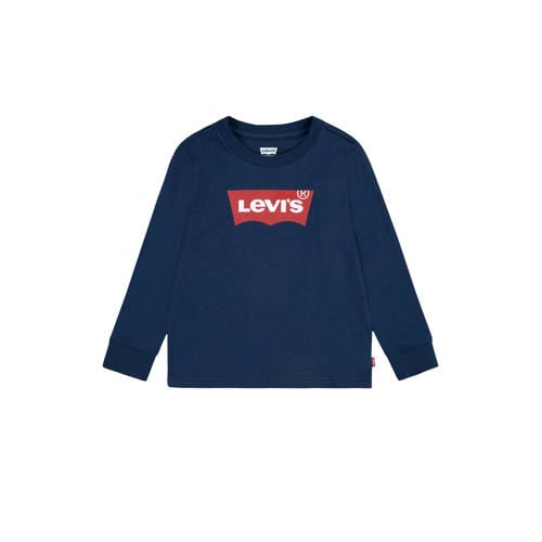 Levi's Kids baby longsleeve Batwing met logo donkerblauw Jongens/Meisjes Katoen Ronde hals - maat 86 (18M) afbeelding