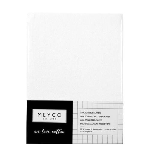 Meyco katoenen molton stretch hoeslaken 50x90 cm wit Kindermatrasbeschermer