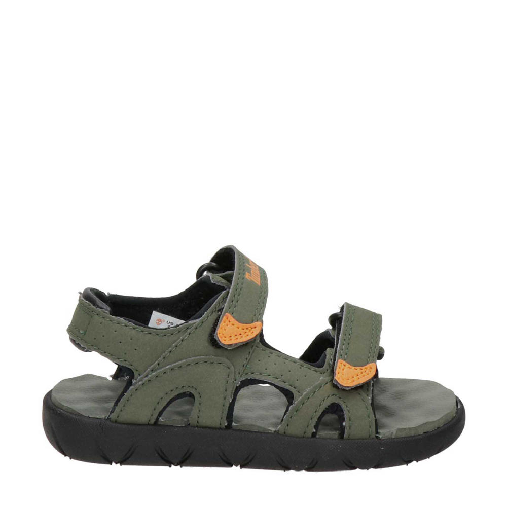 Groen en oranje jongens Timberland Perkins Row sandalen van imitatieleer met klittenband