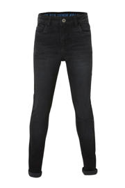 thumbnail: Zwarte jongens Quapi regular fit jeans Qjake van stretchdenim met rits- en knoopsluiting en effen