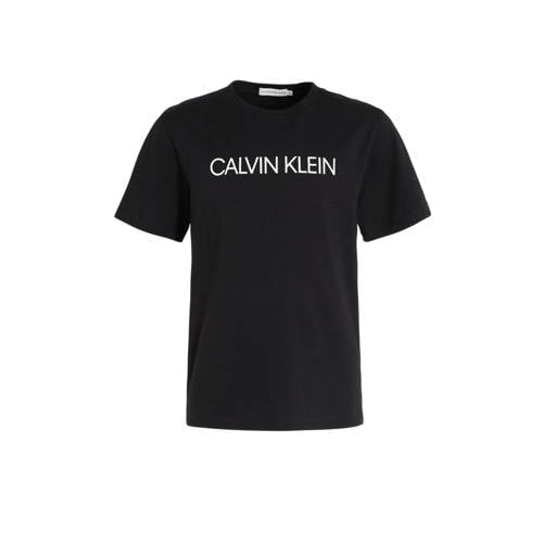 CALVIN KLEIN JEANS T-shirt met logo zwart Jongens Katoen Ronde hals Logo - 104