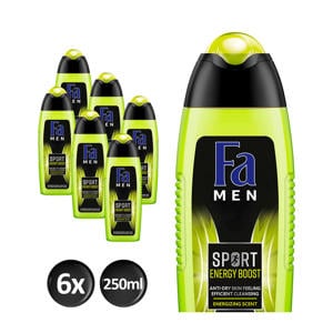 Men Sport Energy Boost douchegel - 6 x 250 ml - voordeelverpakking