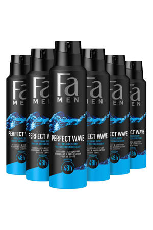 Men Perfect Wave deodorant spray - 6 x 150 ml - voordeelverpakking
