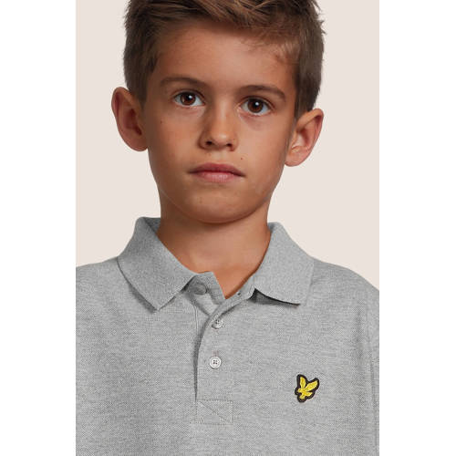Lyle & Scott polo met logo grijs melange Jongens Katoen Klassieke kraag 104-110