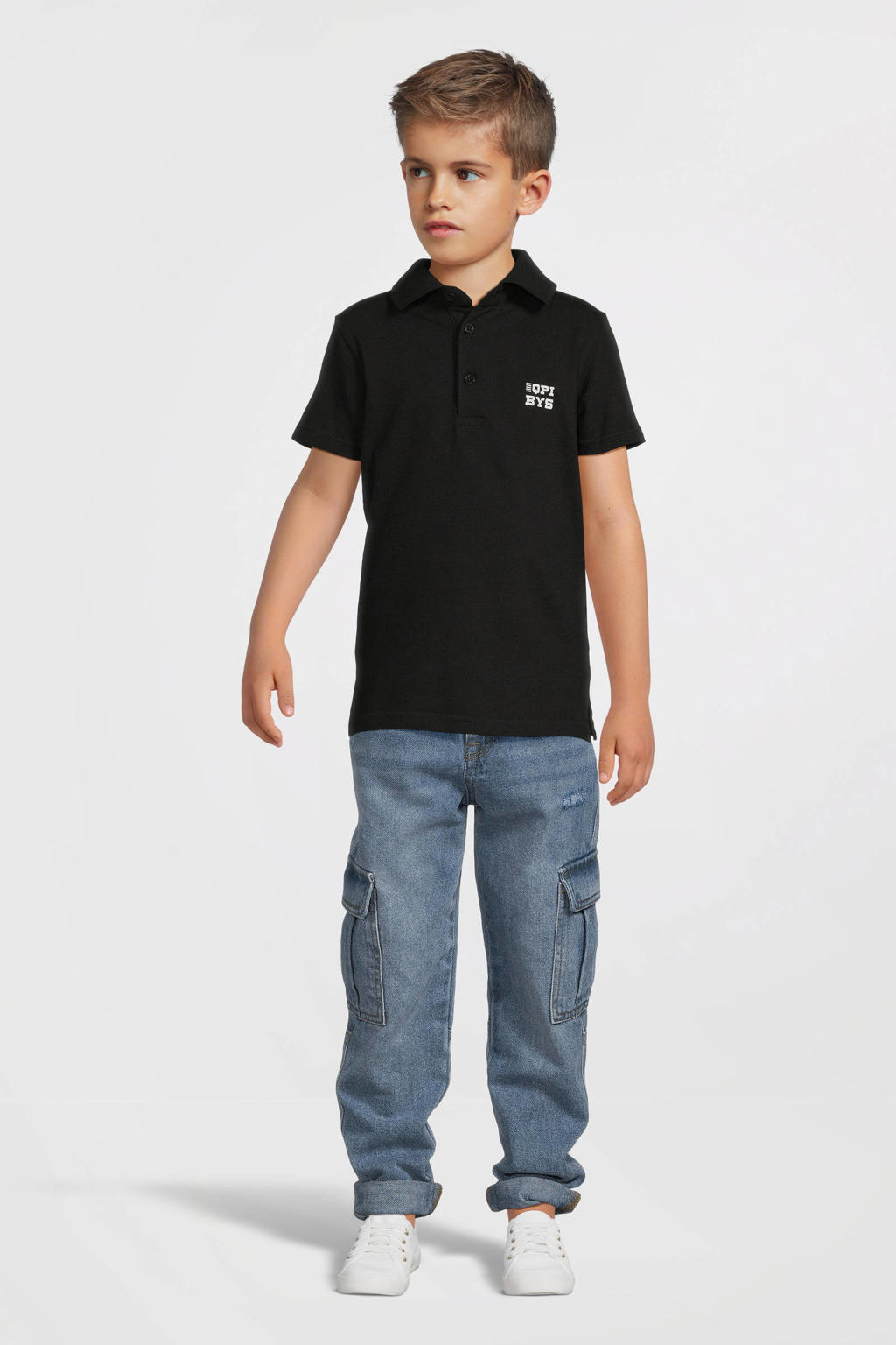 Quapi polo met tekst zwart/wit