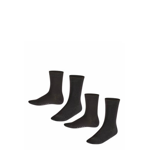 FALKE Happy sokken - set van 2 zwart Meisjes Katoen Effen