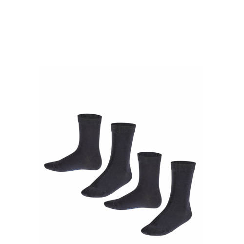 FALKE Happy sokken - set van 2 zwart Meisjes Katoen Effen - maat 31-34 afbeelding