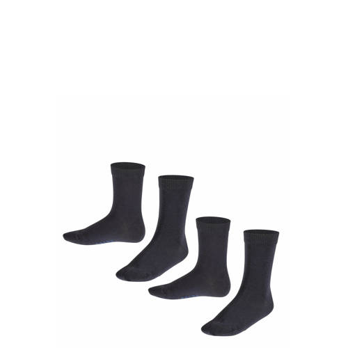 FALKE Happy sokken - set van 2 zwart Meisjes Katoen Effen