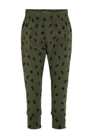 baby broek met all over print donkergroen/zwart