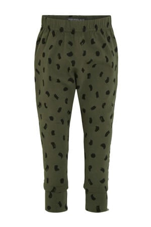 baby broek met all over print donkergroen/zwart