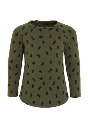 baby longsleeve met all over print donkergroen/zwart
