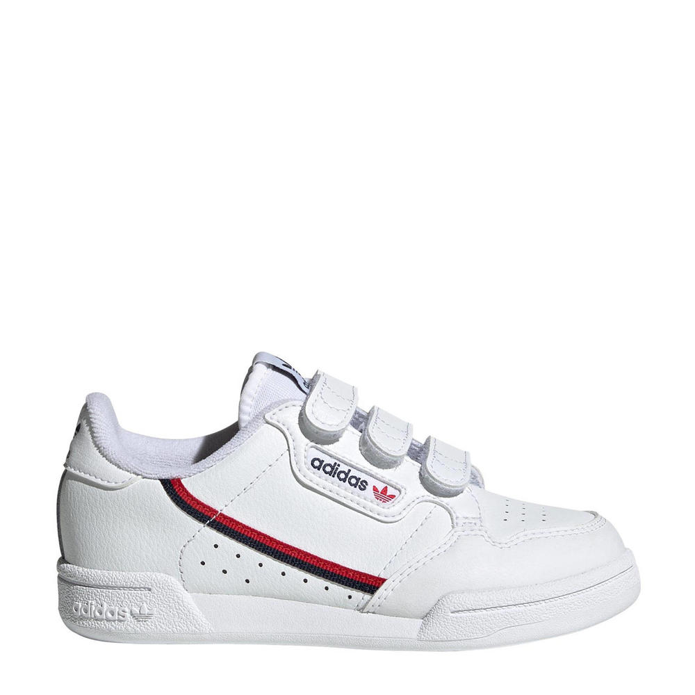 Witte jongens en meisjes adidas Originals Continental 80 sneakers van leer met klittenband