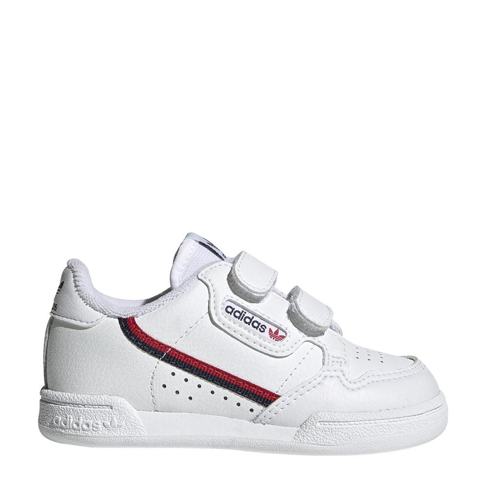 Witte jongens en meisjes adidas Originals Continental 80 sneakers van leer met klittenband