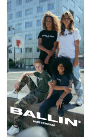 thumbnail: Ballin unisex T-shirt met tekst donkerblauw/wit