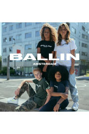 thumbnail: Ballin unisex T-shirt met tekst donkerblauw/wit