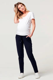 thumbnail: Donkerblauwe dames Noppies maternity low waist skinny zwangerschapsbroek Renee van viscose met elastische tailleband met koord en effen