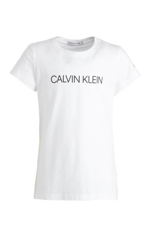 slim fit T-shirt van katoen wit