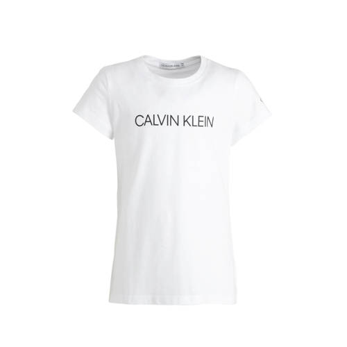 CALVIN KLEIN JEANS slim fit T-shirt van biologisch katoen wit Logo