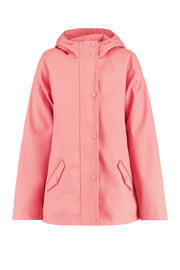 thumbnail: Roze meisjes America Today unisex regenjas Jade JR van polyester met effen, lange mouwen, capuchon en rits- en drukknoopsluiting