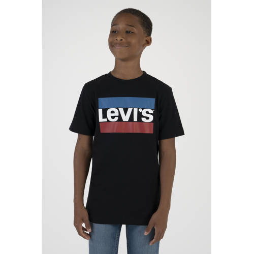 Levi's Kids T-shirt met logo zwart/rood/blauw Jongens Katoen Ronde hals