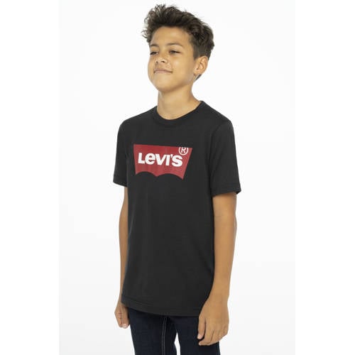 Levi's Kids T-shirt Batwing met logo zwart Jongens Katoen Ronde hals Logo