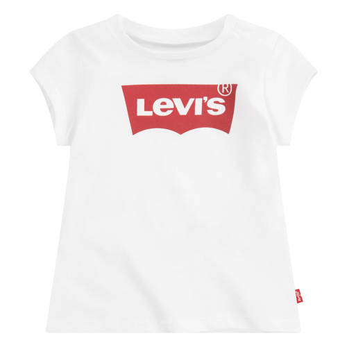Levi's Kids T-shirt Batwing met logo wit Meisjes Katoen Ronde hals Logo - maat 128 afbeelding